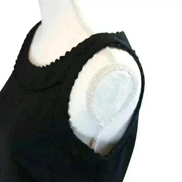 Ann Taylor Black Sleeveless Sheath Knee Length Dress Scalloped Crew Neck Size 4 - Picture 8 of 9
